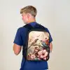 Vogels met roze bloemen Rugzak - Zwart middel -sfeer8