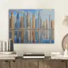 Skyline - Wolkenkrabbers - Water - Blauw PET vilt klein -sfeer1