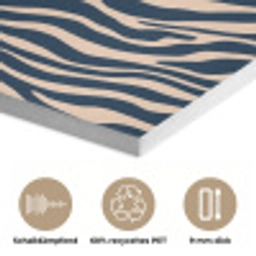 Zebra - Patroon - Blauw - Beige PET vilt klein 837 -closeup_DE