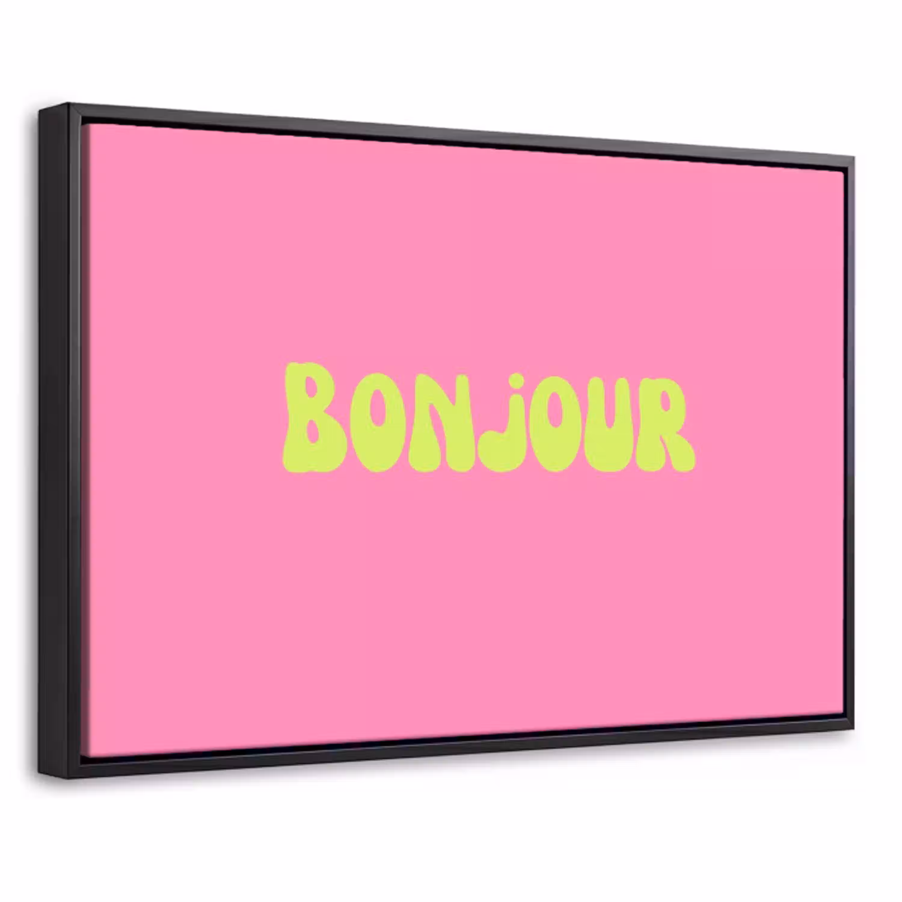 Roze - Groene  - Bonjour - Organisch Canvas met baklijst klein -threedimensional_3d_global