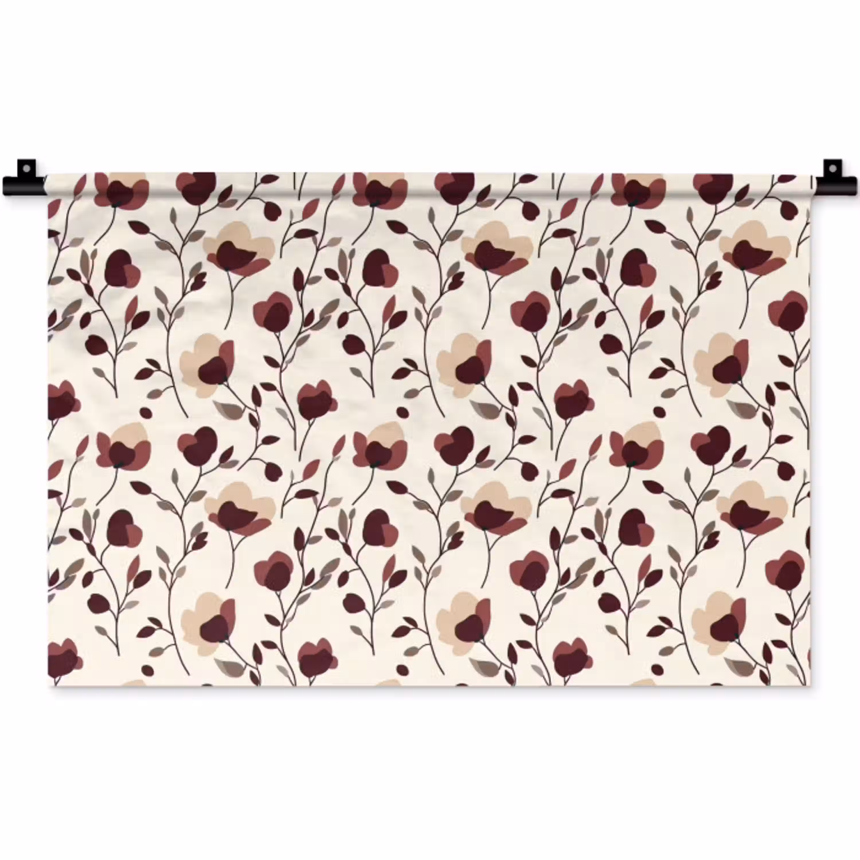Bloemen - Botanisch - Bordeaux Wandkleed katoen klein 269 -zz3d