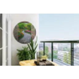 Doorkijk - Bloemen - Tuinpad - Natuur - Raam Wandcirkel tuinposter met ringen klein -buiten1