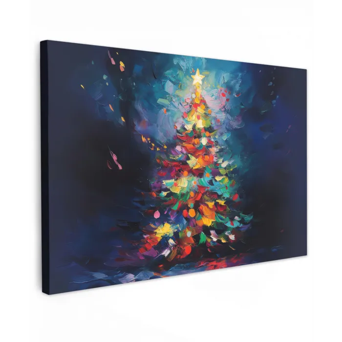 Kerstboom - Kerst - Abstract - Kleurrijk Tuinposter op houten frame 2 cm dik klein -3d
