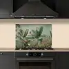 Tropisch bladerdek - Vlinders - groen - Bruin keuken achterwand spatscherm klein -sfeer1