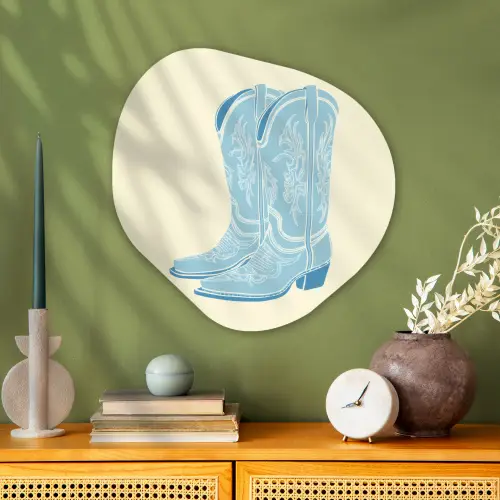 Illustratie - Cowboylaarzen - Patroon Wandcirkel Organisch Aluminium middel -sfeer2