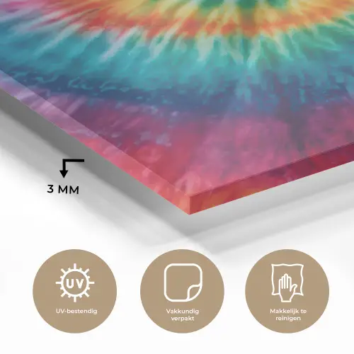 Regenboogkleuren - Tie dye - plexiglas 5mm klein -sfeer2