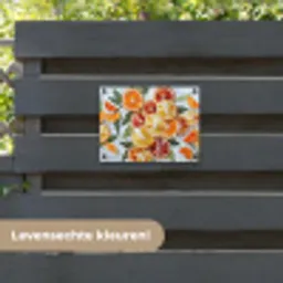 Schijfjes - Fruit - Oranje - Mozaïek tuinposter los doek klein -sfeer3