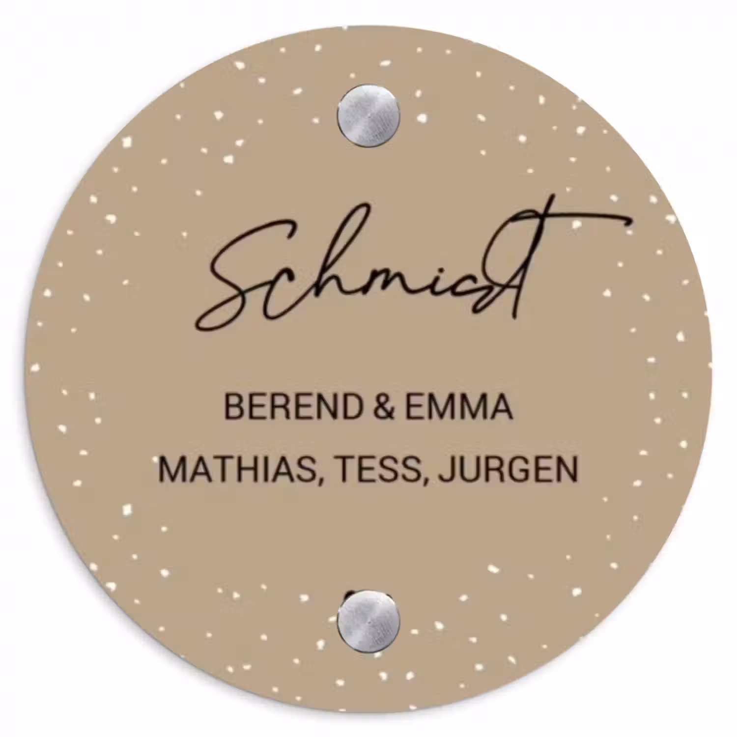 Namensschild Haustür Rund – Beige mit Polka Dots - Zierlich