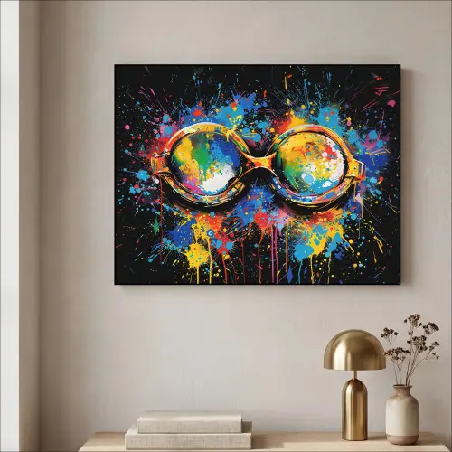 Graffiti - Sport - Zwemmen - Zwembril Textielframe zwart klein -sfeer2