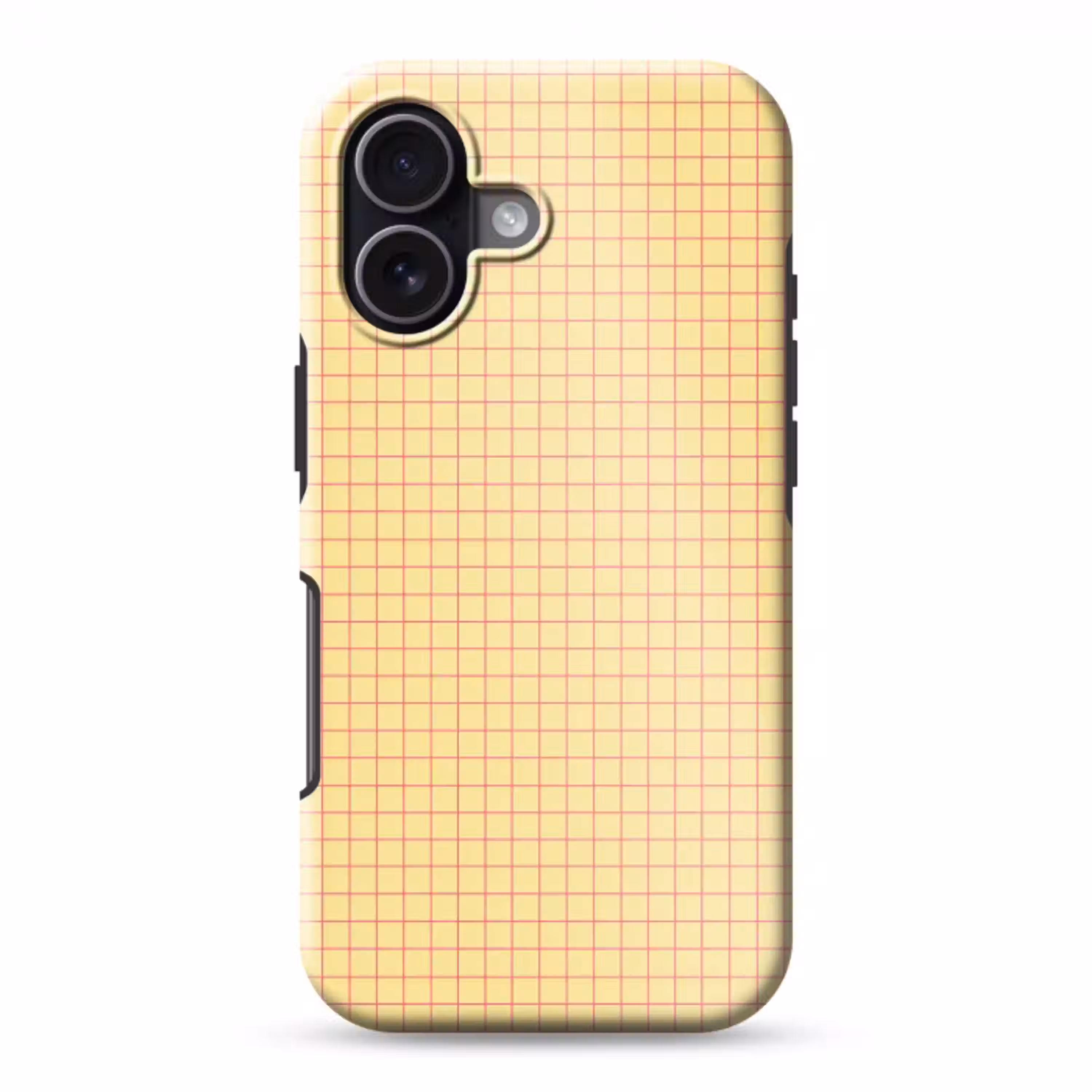 Ruitjes - Grid - Minimalistisch - Geel - Roze Toughcase MagSafe Apple iPhone 17 klein 1017 -3d