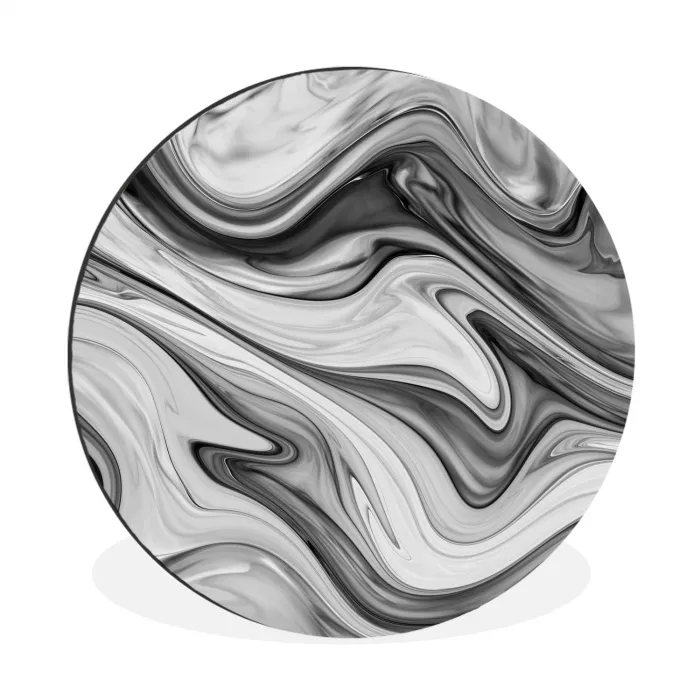 Marmer - Patronen - Grijs - Marmerlook - Zwart Wandcirkel aluminium klein -3d