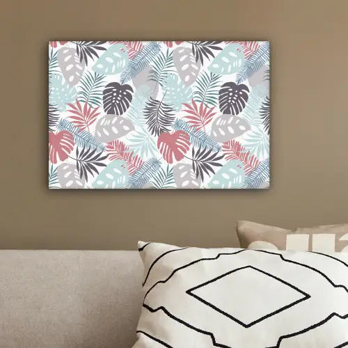 Bladeren - Jungle - Pastel - Tropisch canvas 2cm klein -sfeer3