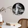 Paard - Hout - Schaalbord - Zwart Wandcirkel kunststof plaat 5mm dik klein -sfeer4
