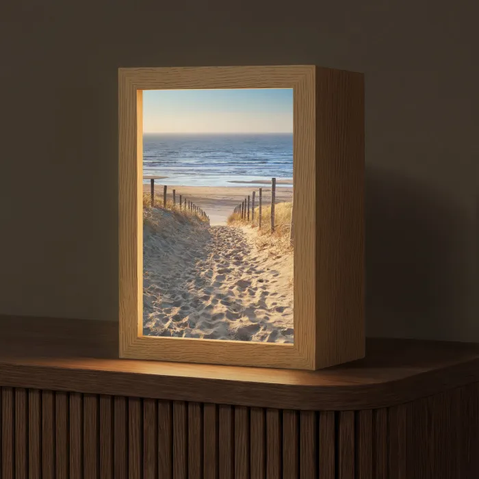 Strand - Zee - Nederland - Duinen - Zon Light Box met kabel (Tafellamp) klein -z3d_website