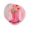 Roze - Bloemen - Cowboy Wandcirkel Organisch Forex 3mm klein -3d