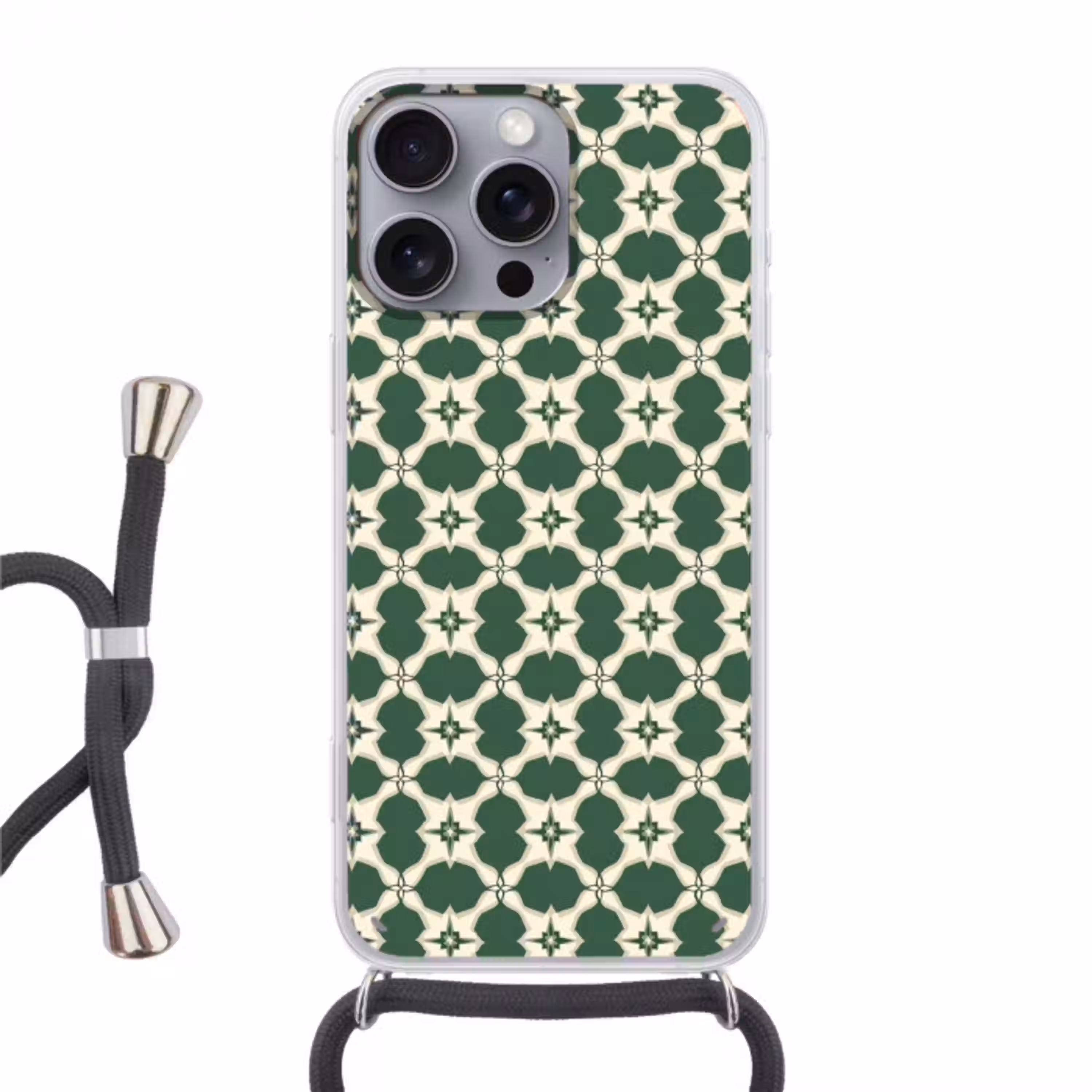Tegel - Klassiek - Groen Hoesje iPhone 16 Pro Max met koord klein 804 -3d