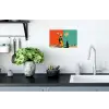 Retro - Jongen - Hond - Rood - Groen Muursticker klein -keuken