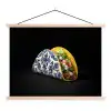 Taco - Vlees - Salade - Delftsblauw - Motief textielposter latten blank klein -3d