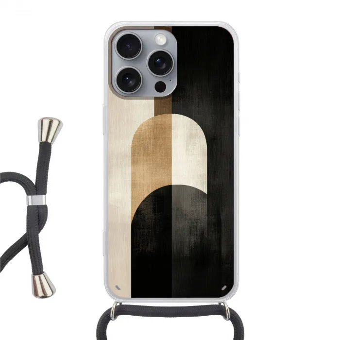 Geometrische - Vormen - Wit Hoesje iPhone 16 Pro Max met koord klein -3d
