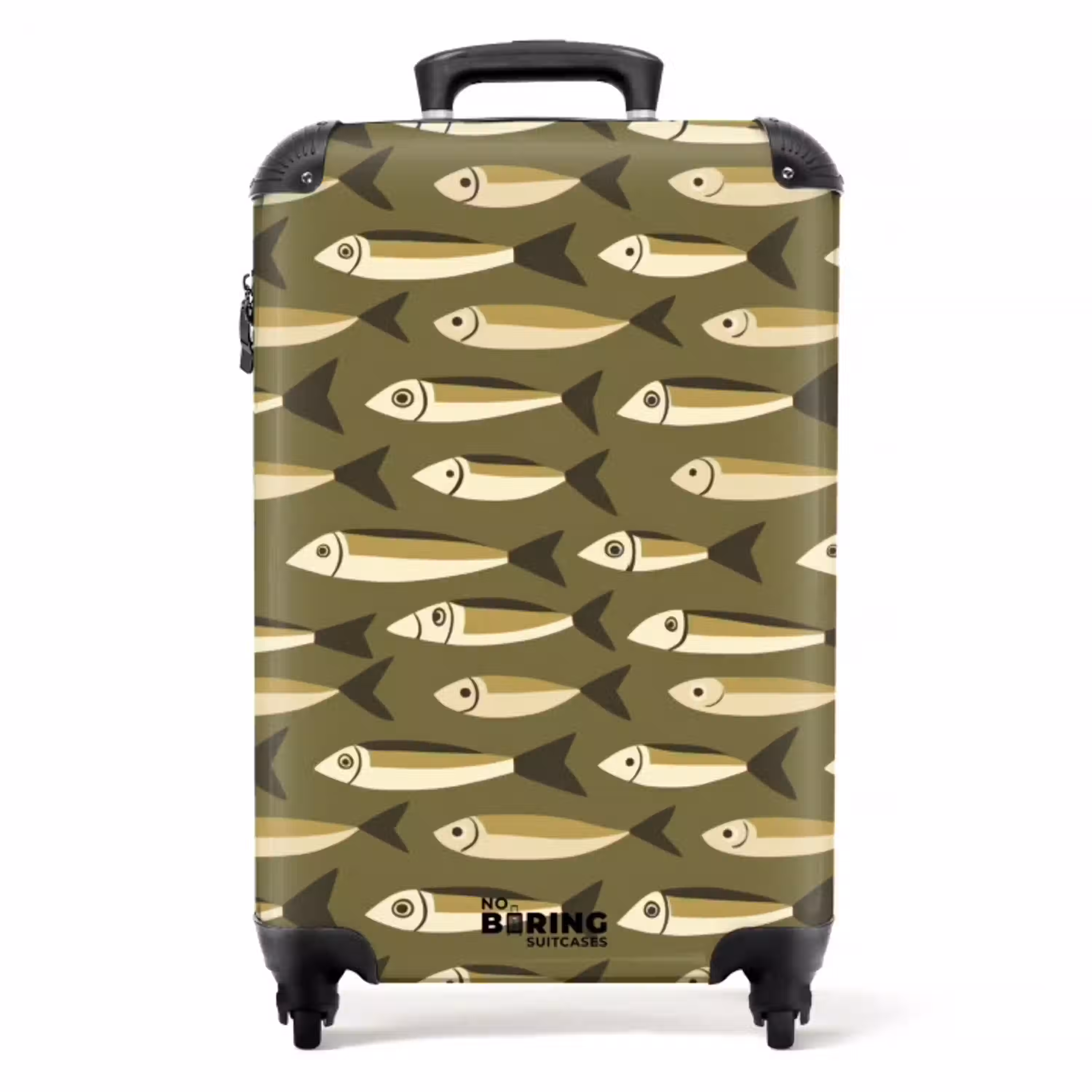 Vis - Patroon - Groen NBS - Handbagage koffer - Volwassenen Unisex middel -productfoto_recht
