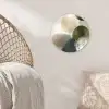 Minimalistisch - Cirkels - Penseelstreken - Beige Wandcirkel kunststof plaat 5mm dik klein -sfeer5