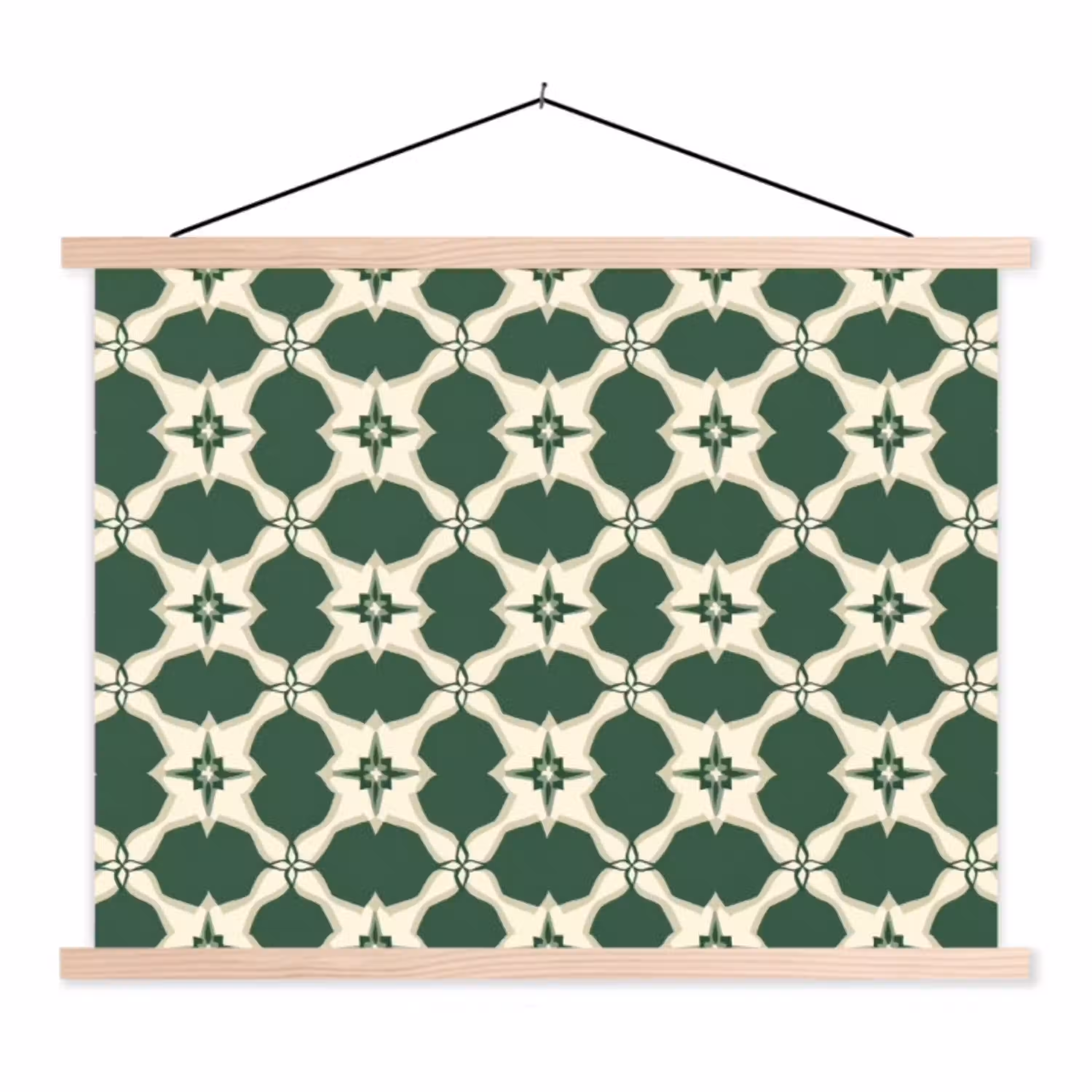 Tegel - Klassiek - Groen textielposter latten blank klein 122 -3d