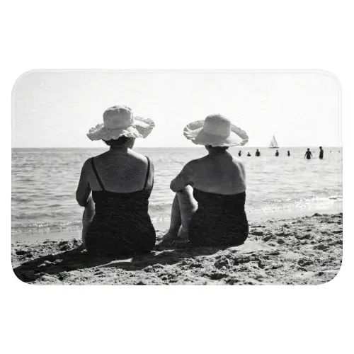 Vrouwen - Zonnehoed - Strand - Zwart - Wit Badmat klein -3d