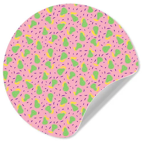 Roze - Streepjes - Groen - Peer Wandcirkel behangsticker klein 186 -3d