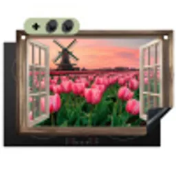 Doorkijk - Tulpen - Bloemen - Molen - Raam Inductie beschemer met haakjes klein -3d