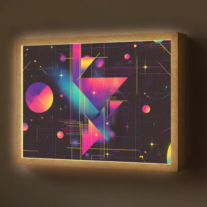 Driehoeken - Cirkels - Abstract - Sterren Light Box met batterij (Wandlamp) middel -z3d_website