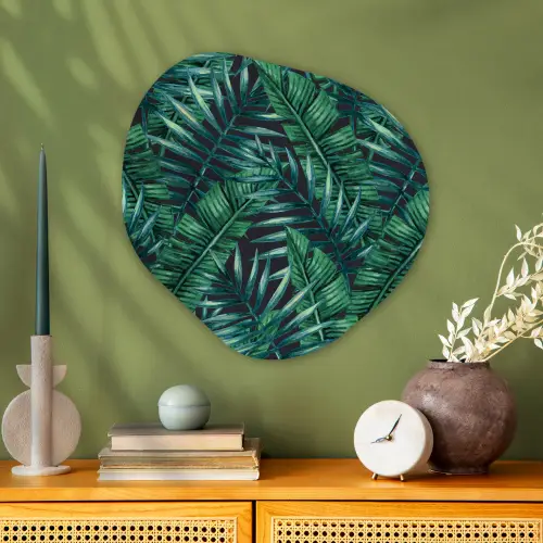Bladeren - Tropisch - Jungle -  Natuur Wandcirkel Organisch Plexiglas middel -sfeer2
