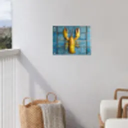 Kreeft - Geel - Blauw - Tegels tuinposter los doek klein -sfeer8