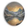 Berglandschap met Gouden Zonsondergang Akoestische PET Vilt - Rond klein -3d