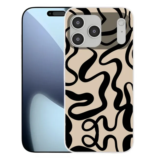 Handyhülle - Linien - Schwarz - Beige - Abstrakt - Minimalistisch