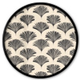 Waaiers - Botanisch - Zwart - Beige Fotolijst rond zonder passe partout klein 856 -3d