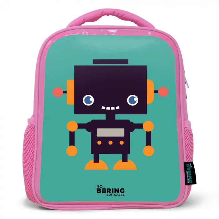 Groene robot Kinderrugzak - Roze middel -3d