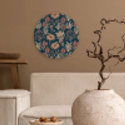 Botanisch - Patroon - Blauw Wandcirkel kunststof plaat 5mm dik klein 188 -sfeer1