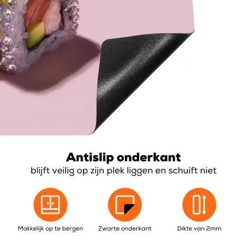 Sushi - Rolletjes - Steentjes - Kleurrijk Inductie beschermer vinyl 3mm klein -zzzzzzz-td-onderkant