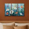 Bloemen - Kleurrijk - Blauw - Natuur Canvas - Meerluiken 3 luik klein -sfeer2