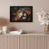 Stilleven met bloemen en een horloge - Schilderij van Abraham Mignon fotolijst zwart zonder passe partout klein -sfeer5