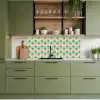 Retro - Bloemen - Design - Groen - Oranje keuken achterwand 2 middel 871 -sfeer3