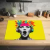 Vrouw - Koptelefoon - Geel Inductie beschermer vinyl 3mm klein -sfeer5