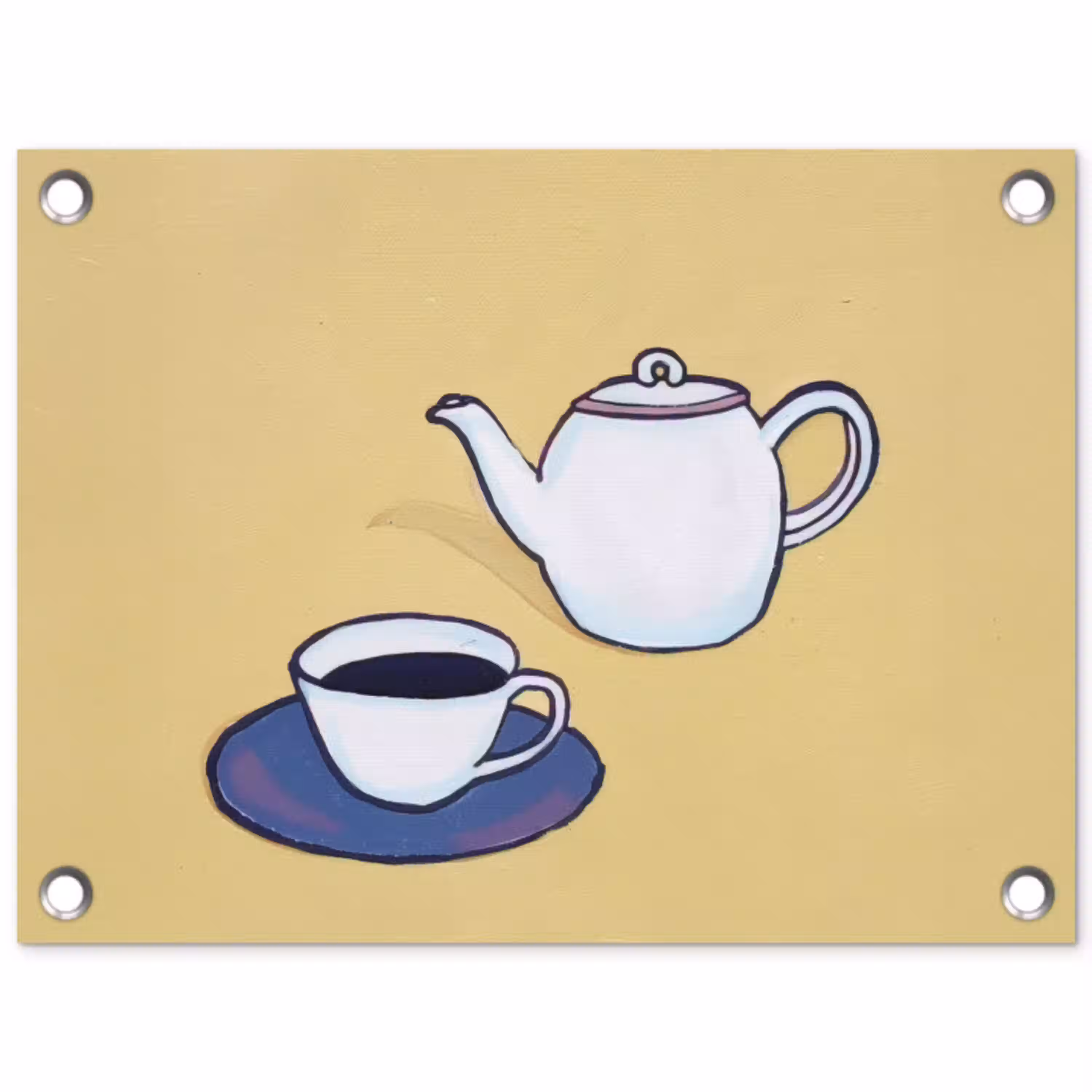 Theepot - Kopje - Beige - Illustratie tuinposter los doek klein -3d