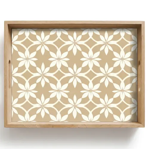 Bloemen - Patroon - Beige Dienblad Rechthoek middel 911 -z3d_shopping