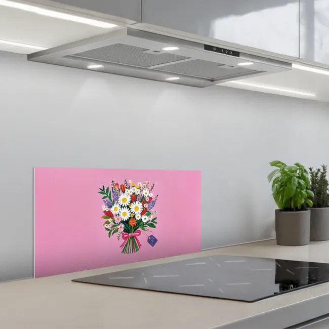 Bloemen - Quote - Kaartje - Kleurrijk keuken achterwand spatscherm klein -3d_schuin