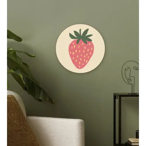 Aardbei - Minimalistisch - Rood - Fruit Wandcirkel plexiglas klein -sfeer3