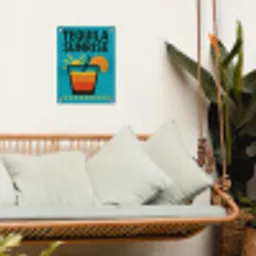 Illustratie - Tequila - Glas - Blauw tuinposter los doek klein -sfeer7