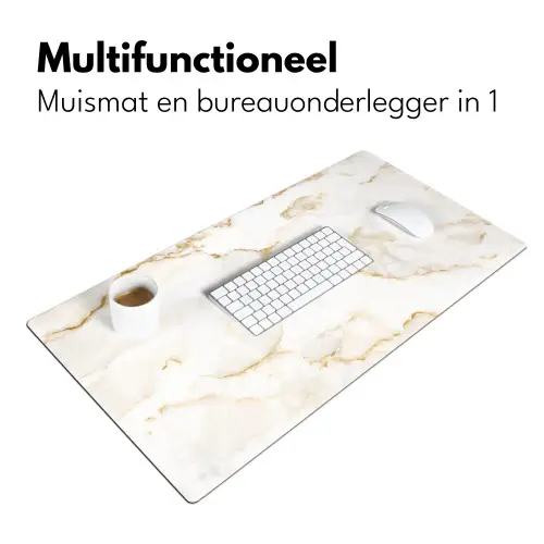 Marmer - Kalk - Goud - Luxe - Marmerlook - Wit Muismat XXL klein -sfeer4
