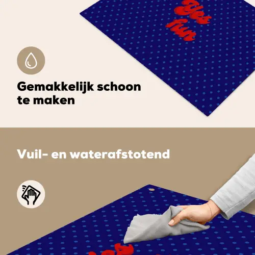 Yes fun - Rood - Blauw - Stippen Inductie beschemer met haakjes klein -ky-schoon-nl