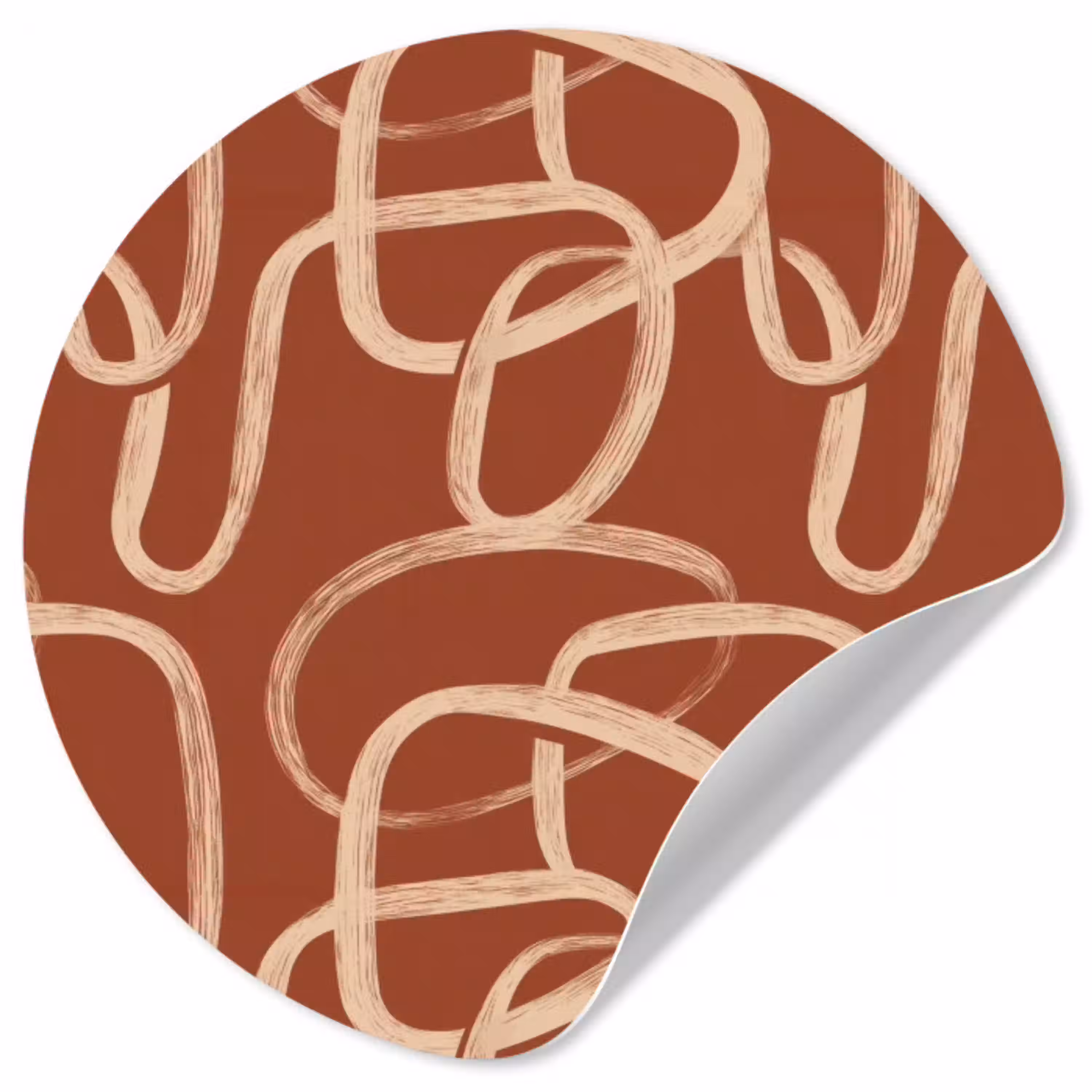 Lijnen - Abstract - Organisch - Terracotta - Crème Wandcirkel behangsticker klein 186 -3d